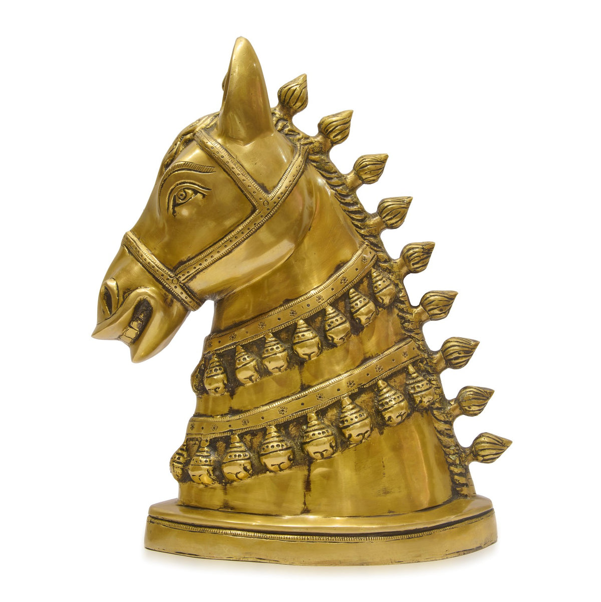 Brass Horse Head Sculpture – Golden Finish