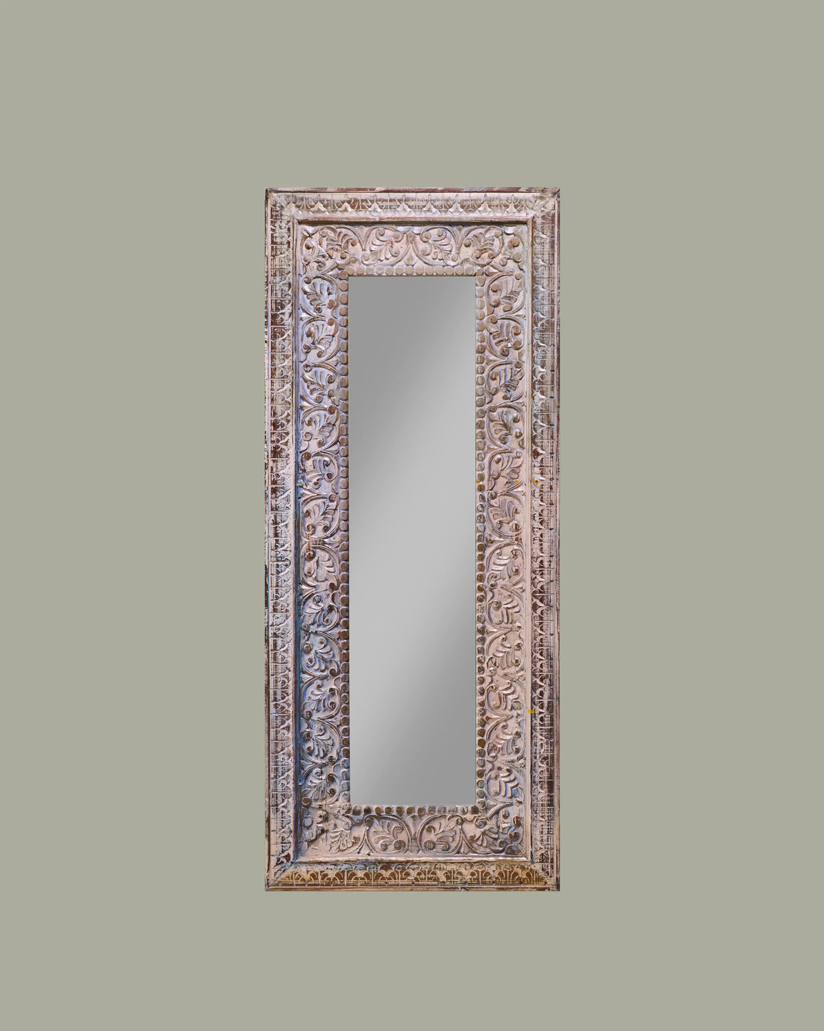 Antique Silver Floral Mirror