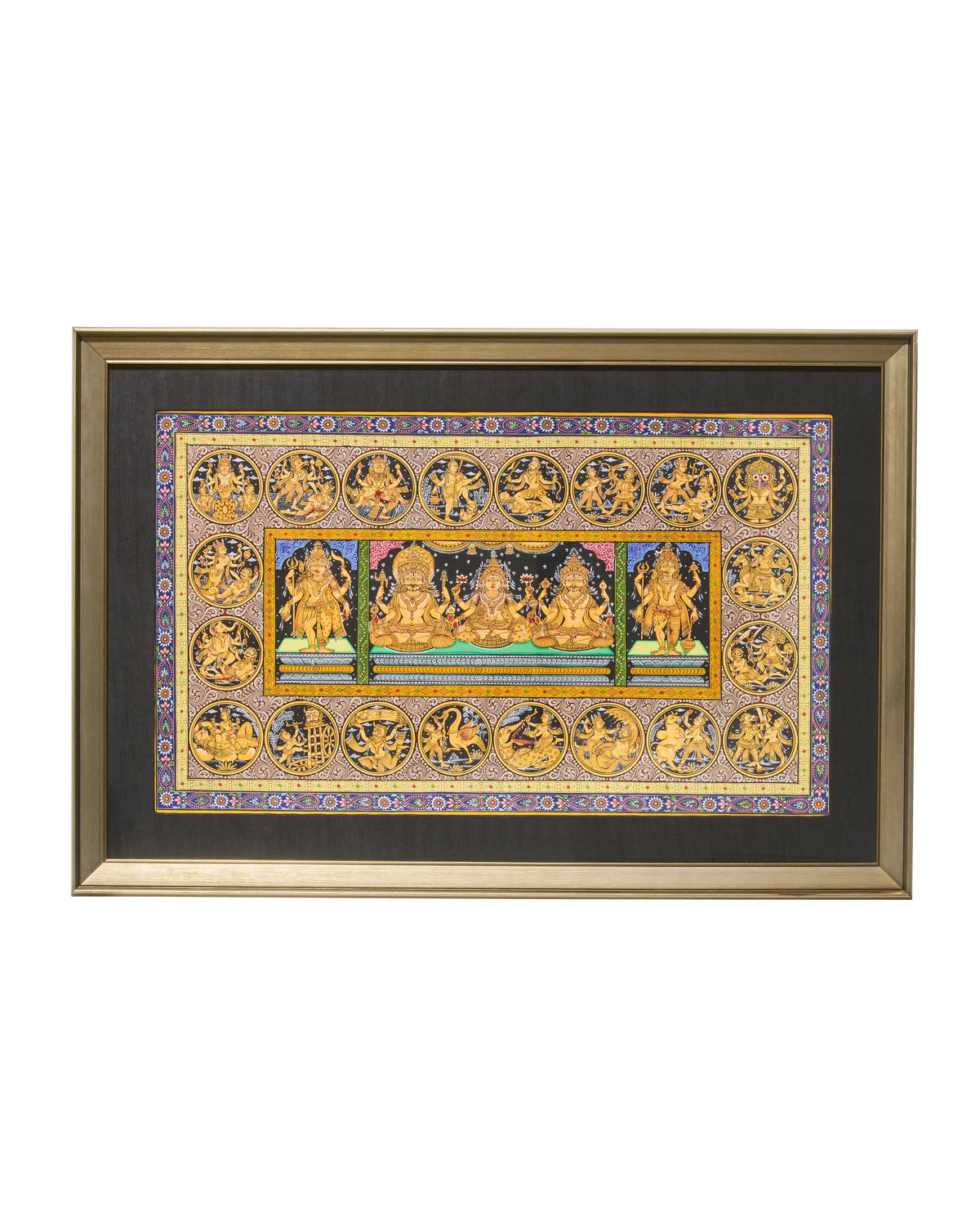 Trimurti with Consorts Pattachitra Painting