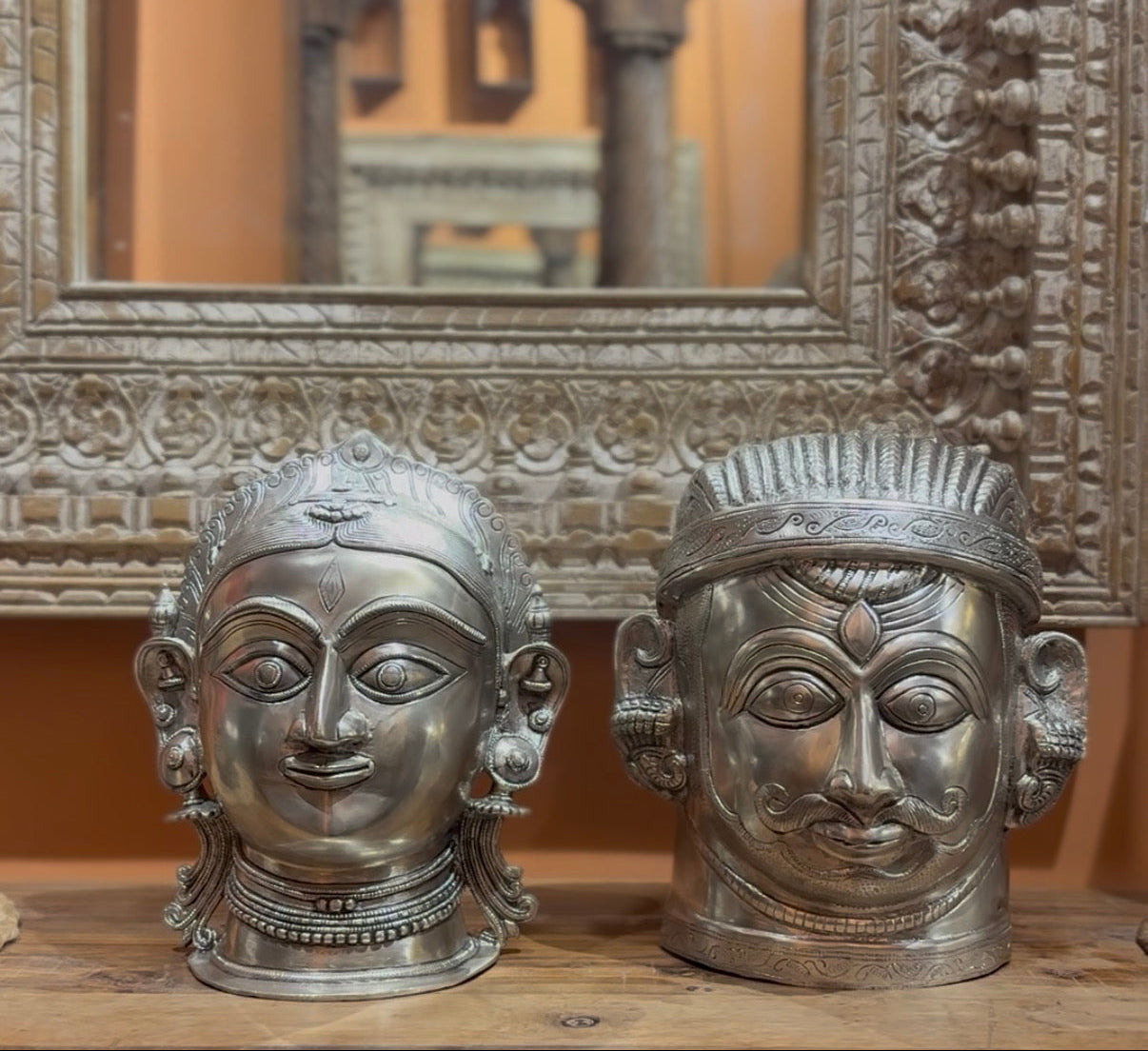 Divine Gauri–Shiva Sculpture Pair