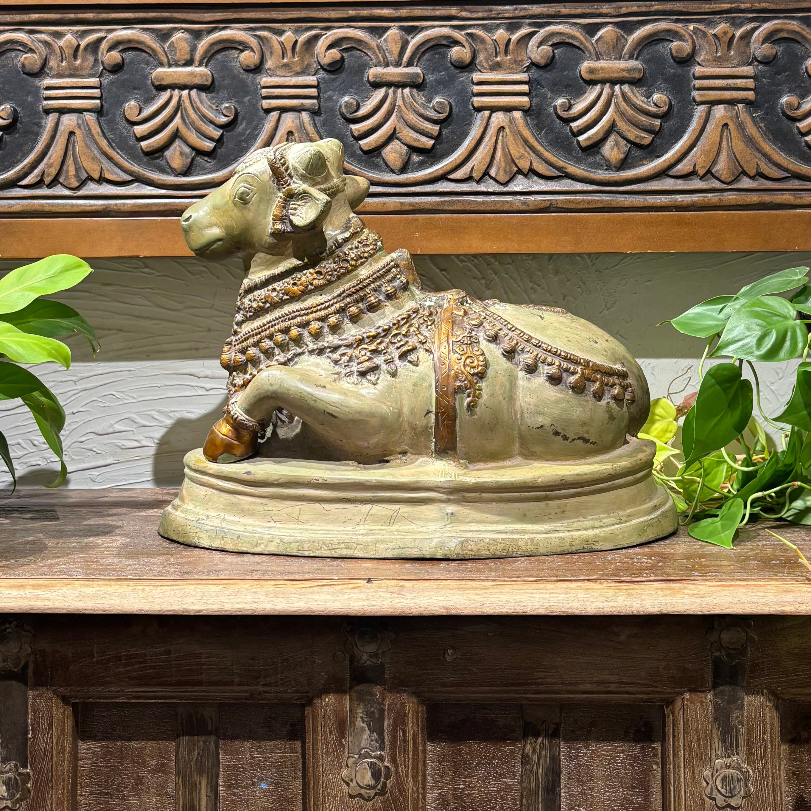 Sage Green & Golden Patina Finish Nandi