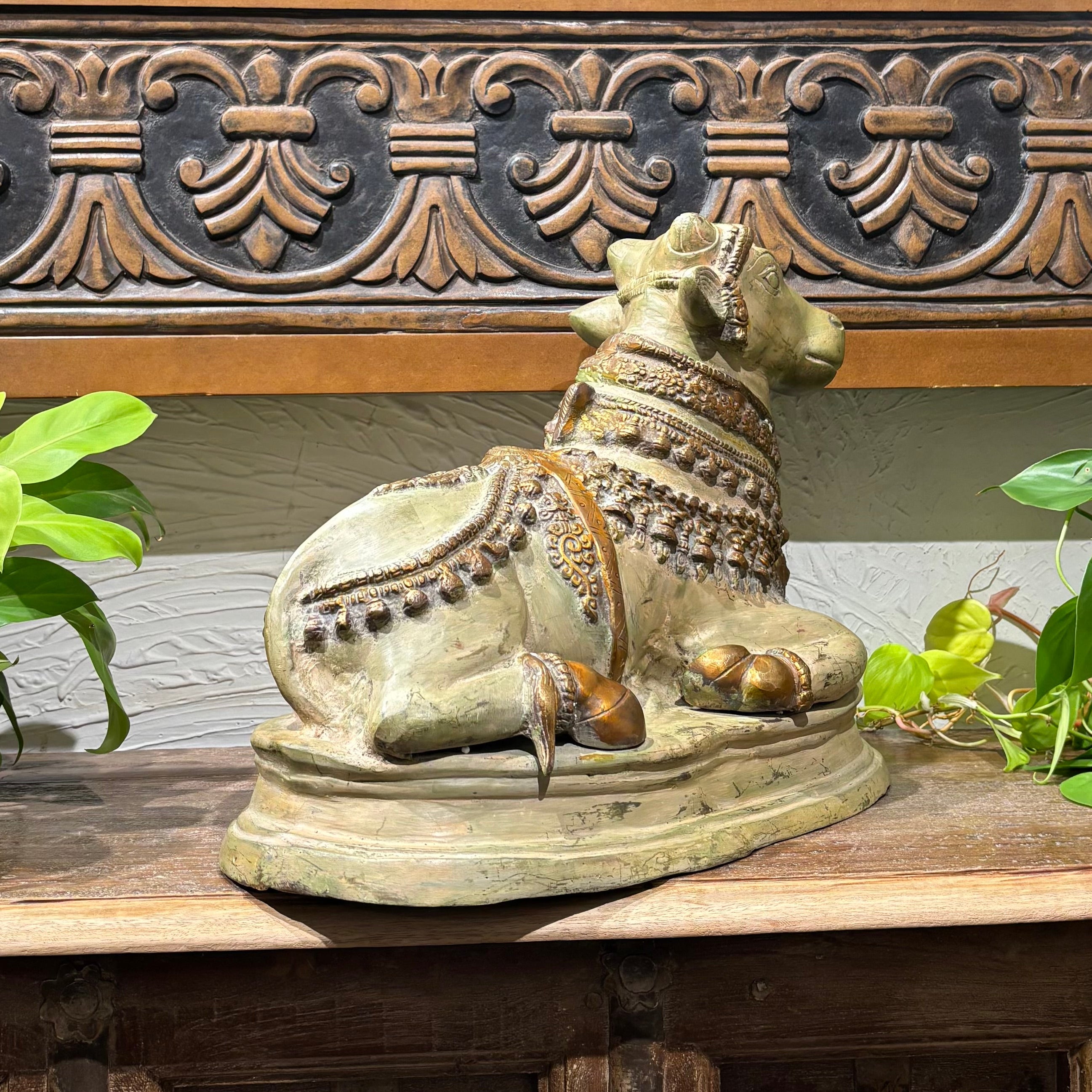 Sage Green & Golden Patina Finish Nandi