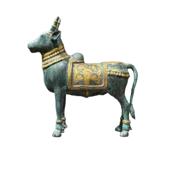 Green & Golden Patina Finish Standing Nandi