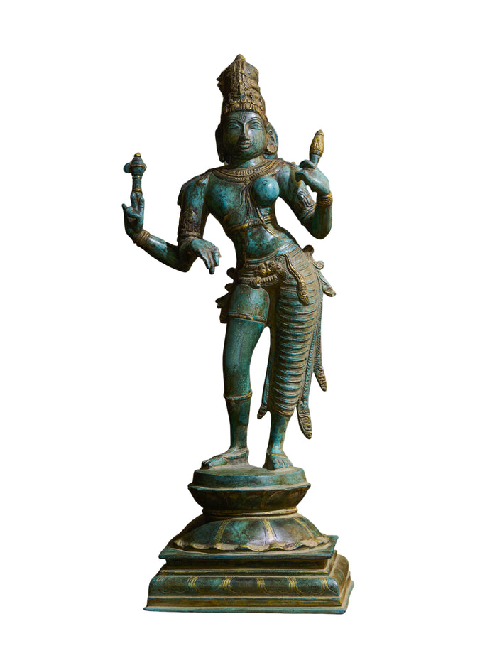 Ardhanarishwara in Green Patina Finish