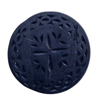 Round Hanging Black Wooden Wall Decor - M