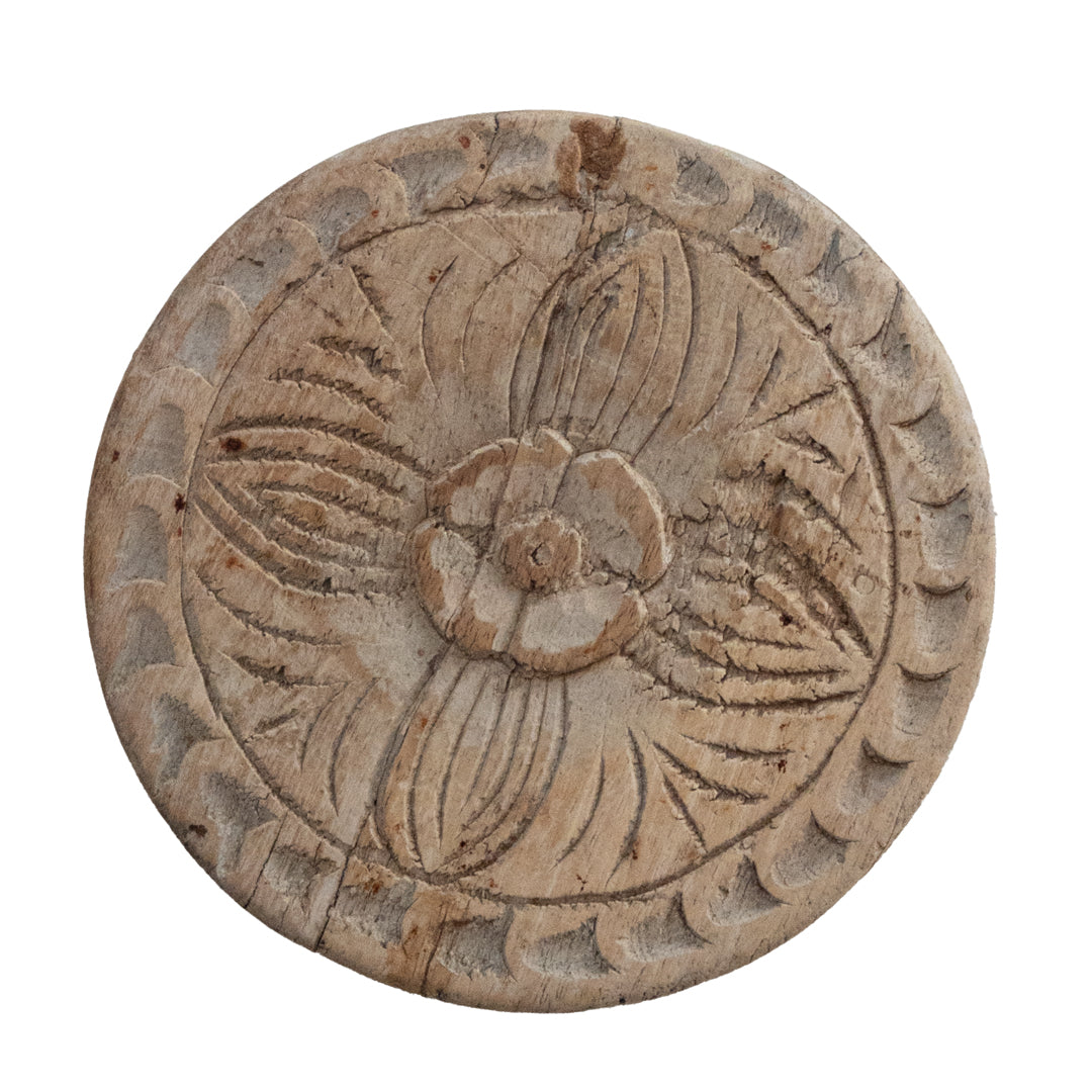 Round Hanging White Wooden Wall Decor