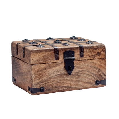 Wooden Chest Box with Iron Plating