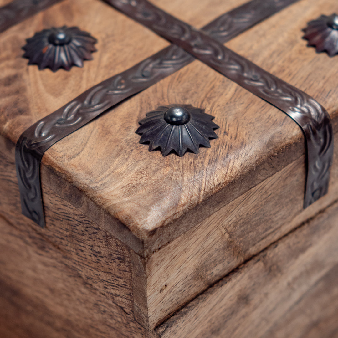 Wooden Chest Box with Irone Plating