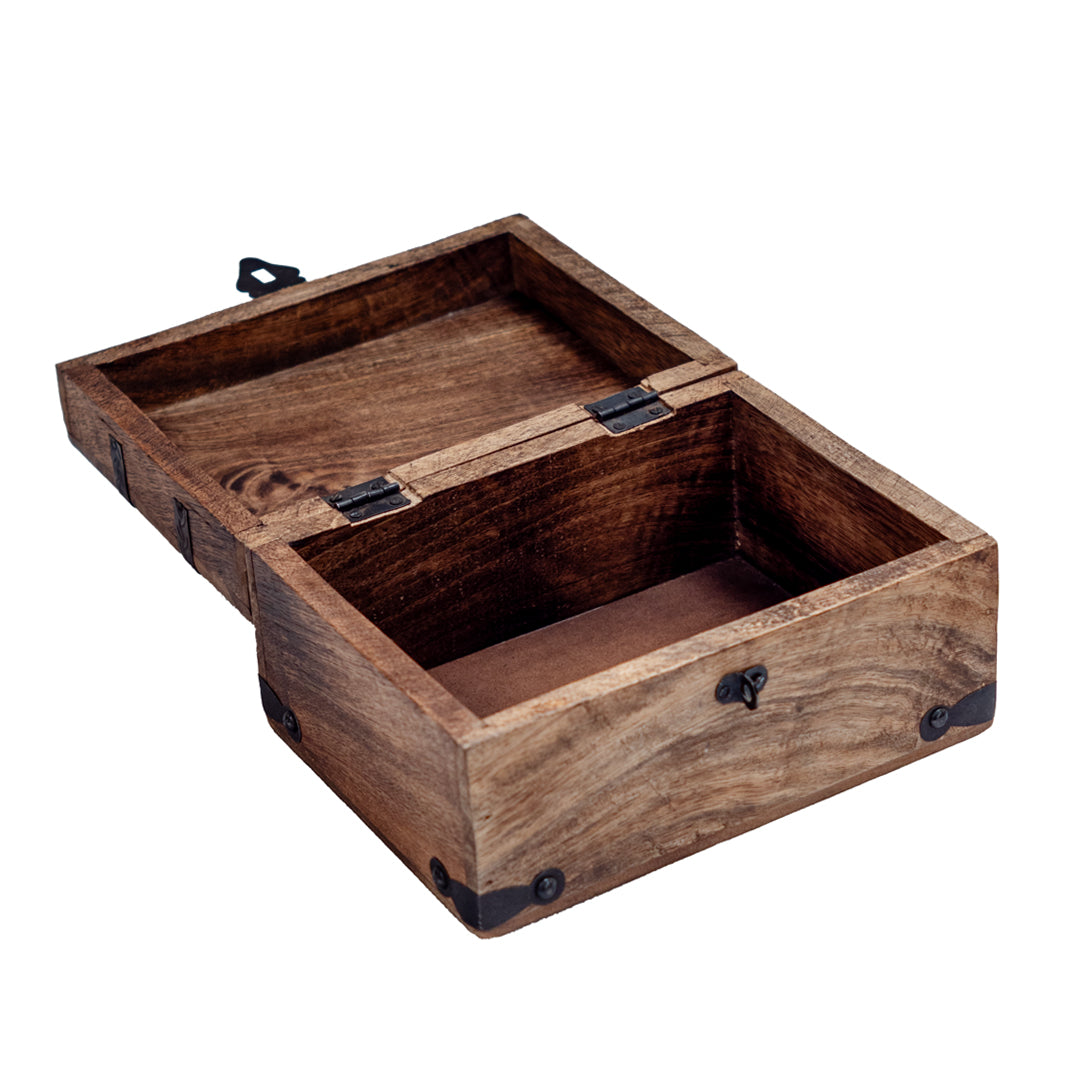Wooden Chest Box with Iron Plating