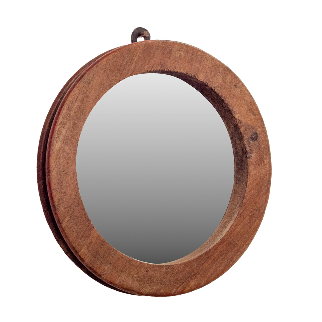Wall Round Mirror - Wooden