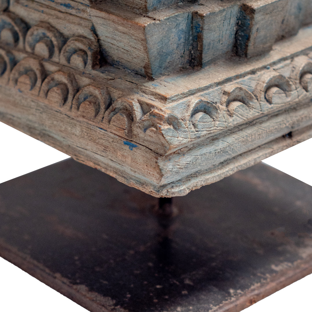 Wooden Table Accent - Metal Base