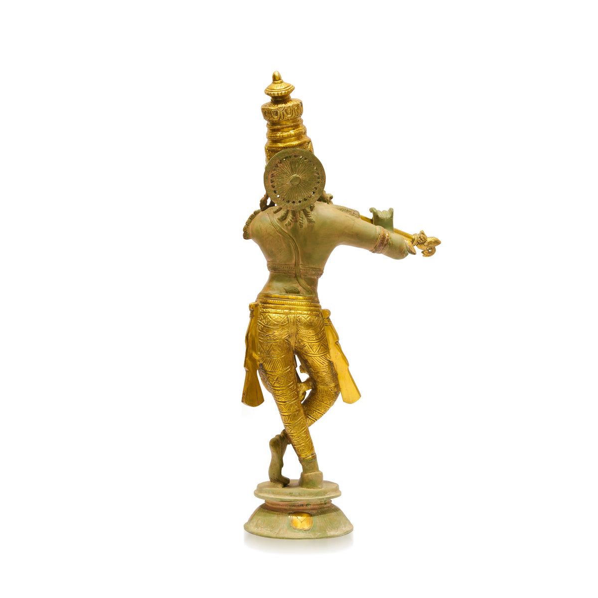 Brass Golden Krishna Idol with Flute