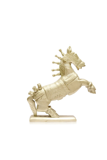 Wooden Horse With Silver Plated