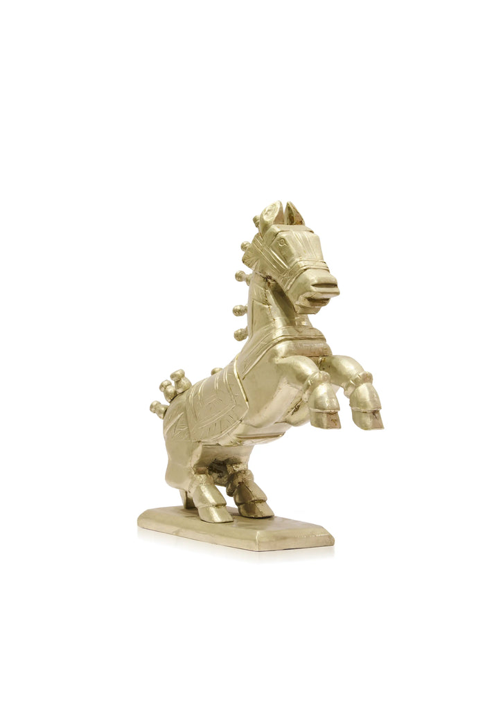 Wooden Horse With Silver Plated