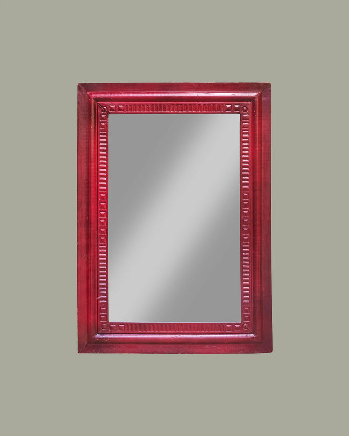 Red Handcarved Mirror