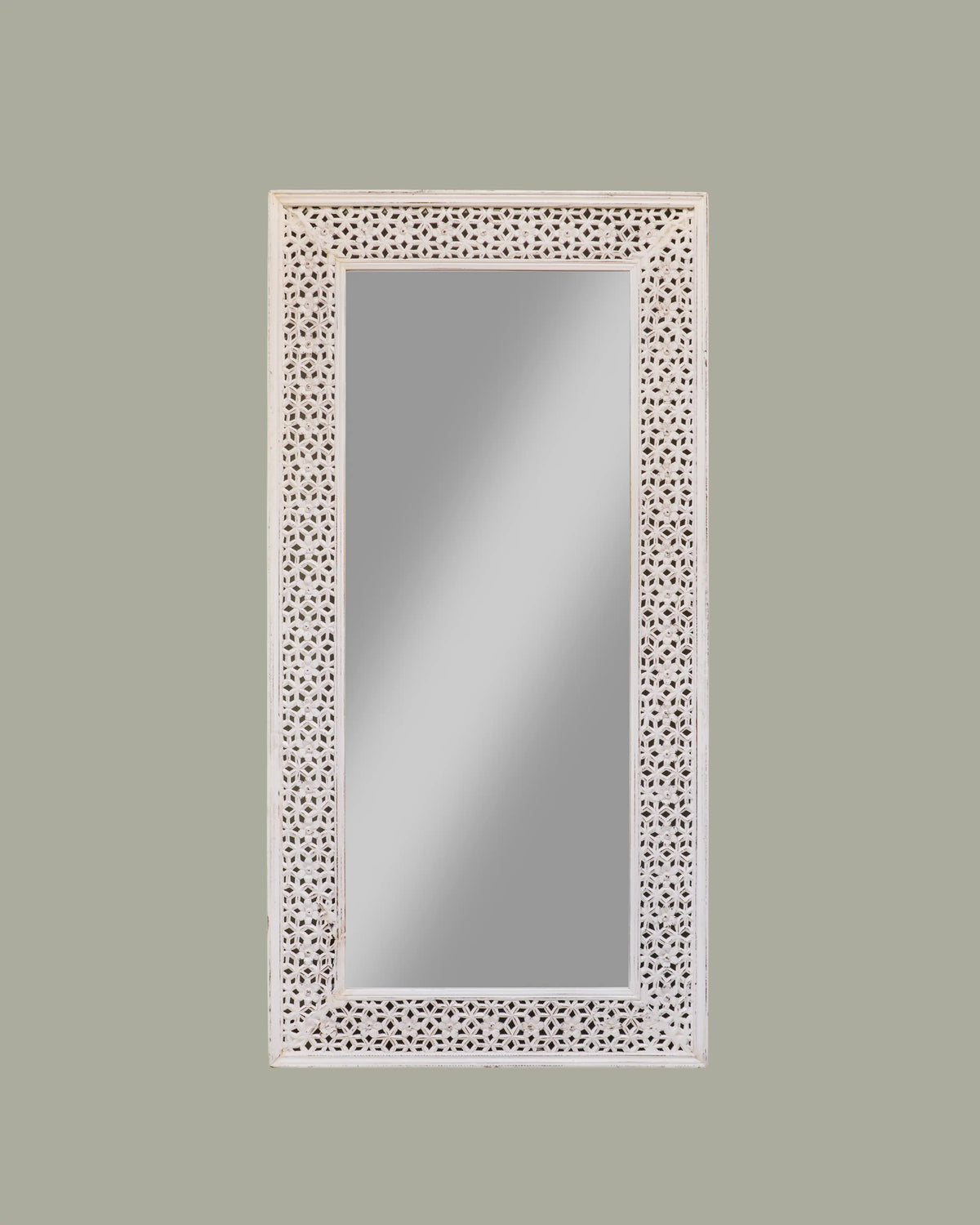 White Handcarved Mirror
