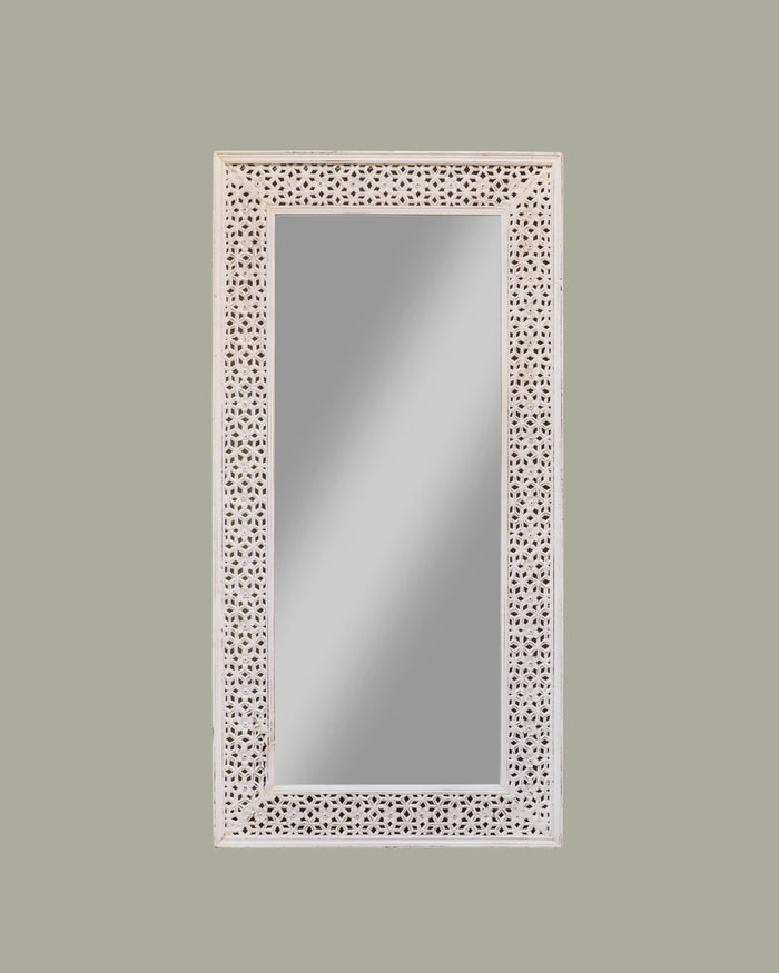 White Handcarved Mirror