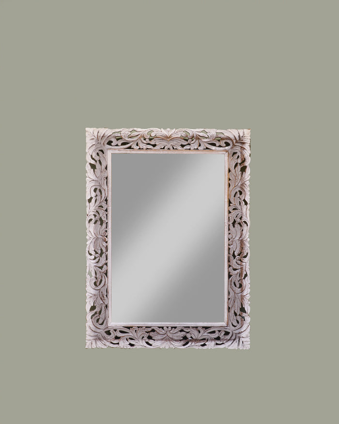 White And Grey Handcarved Mirror