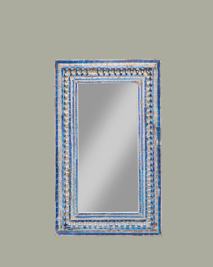 White And Blue Gulli Mirror Rectangle