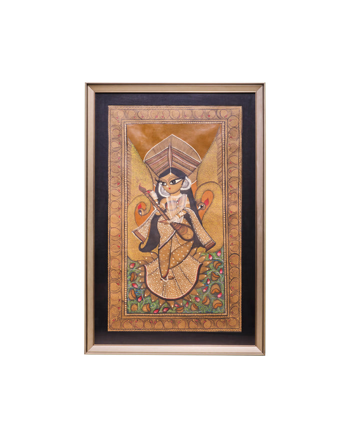 Kalighat Pattachitra Saraswati Ji