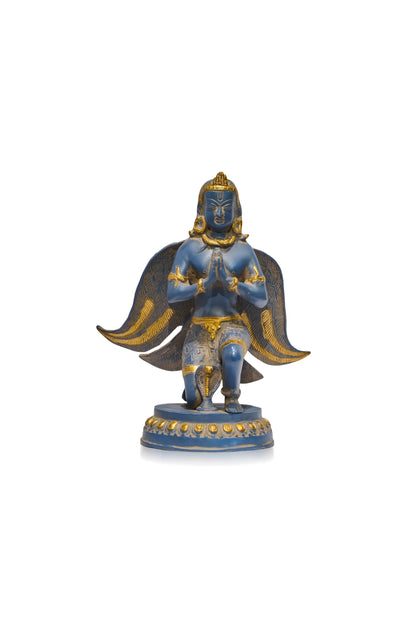 Sitting Garuda In Blue Patina