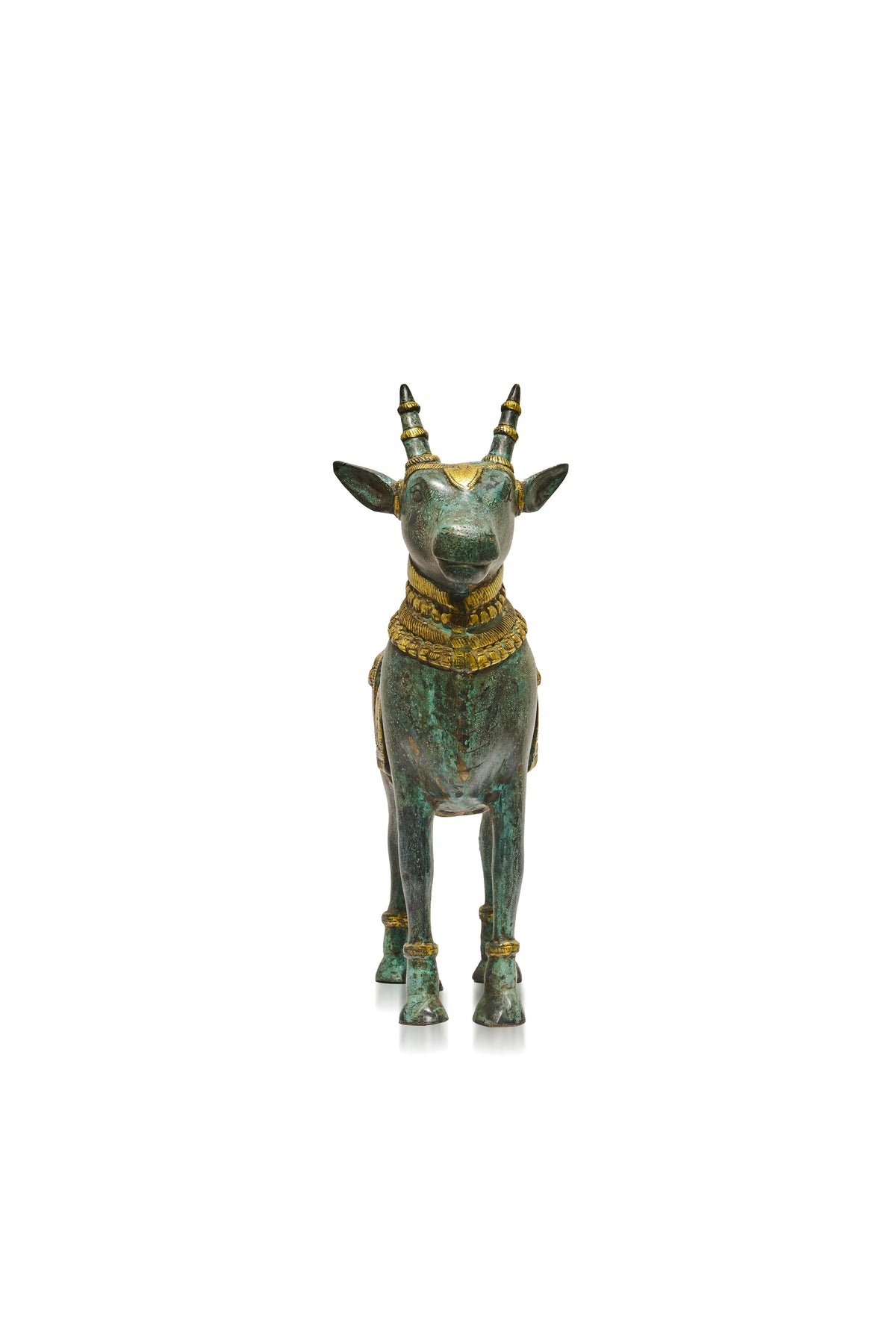 Green & Golden Patina Finish Standing Nandi
