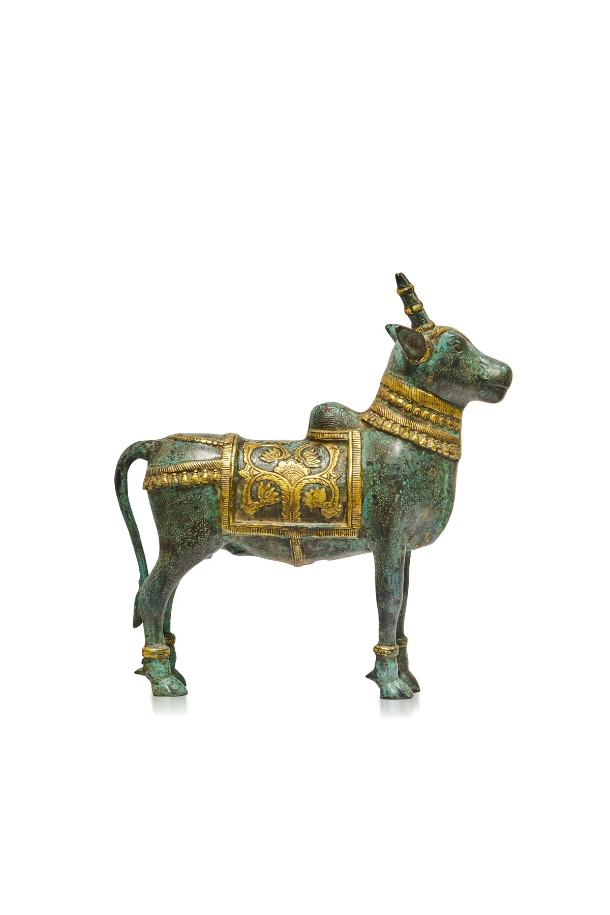 Green & Golden Patina Finish Standing Nandi