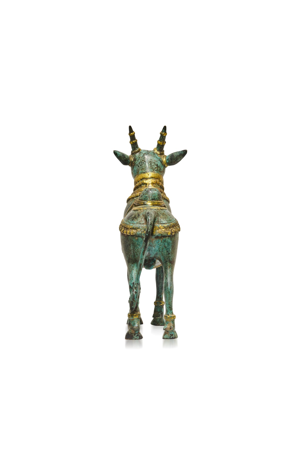 Green & Golden Patina Finish Standing Nandi