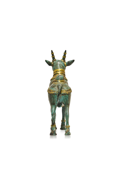 Green & Golden Patina Finish Standing Nandi