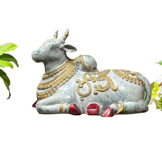 Green, Golden & Red Patina Finish Nandi