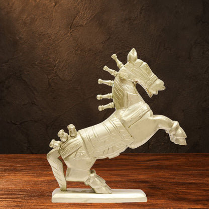 Wooden Horse With Silver Plated